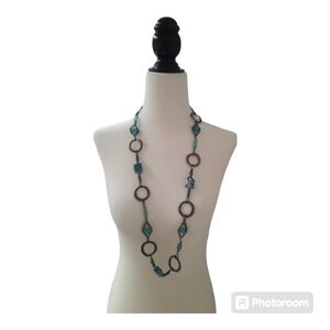 Gorgeous collectible dark chain and light blue necklace by Lia Sophia.